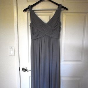 David's Bridal Long Mesh Dress with Cowl Back